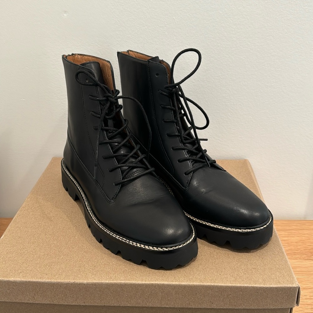 Madewell Lace-up Lugsole Boots Size 9 Black Unworn